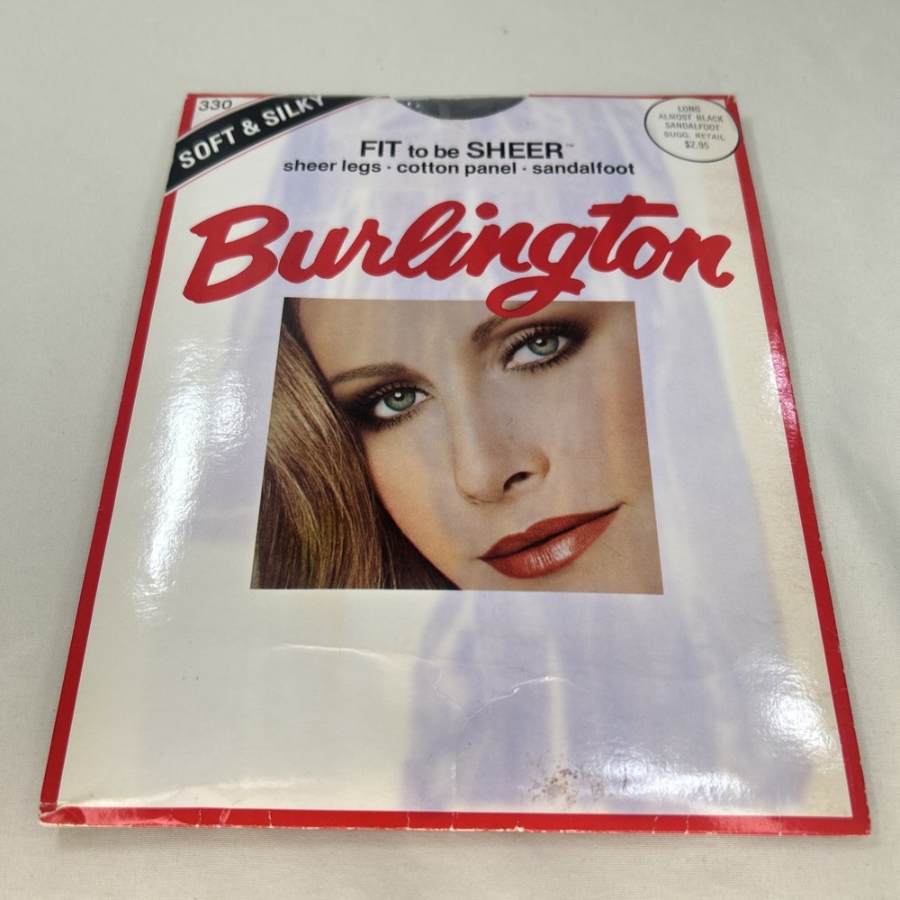 NEW Vintage Soft Silky Burlington Long Almost Black #330 Fit To Sheer Pantyhose